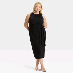 NWT Black A-Line Side Tie Midi Dress Size 3X